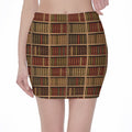 Vintage Bookshelf Pattern Print Pencil Mini Skirt