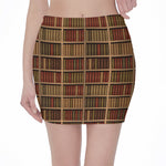 Vintage Bookshelf Pattern Print Pencil Mini Skirt