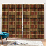 Vintage Bookshelf Pattern Print Pencil Pleat Curtains