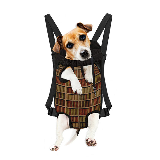 Vintage Bookshelf Pattern Print Pet Carrier Backpack
