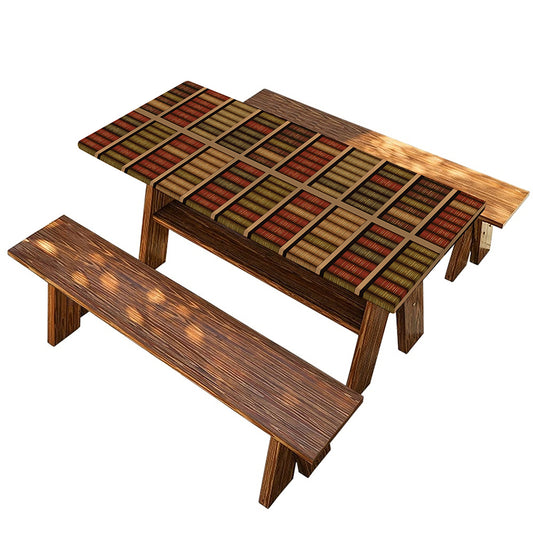 Vintage Bookshelf Pattern Print Picnic Table Cover