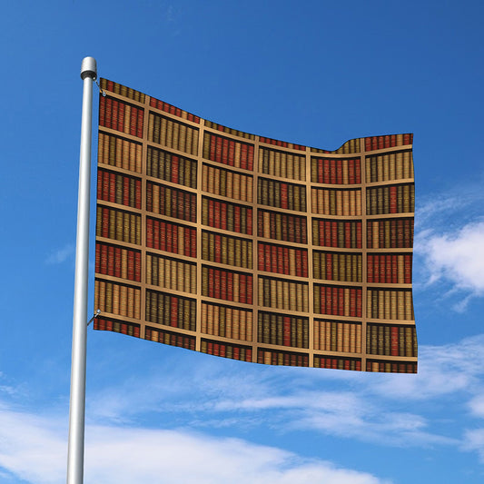 Vintage Bookshelf Pattern Print Polyester Flag