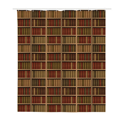 Vintage Bookshelf Pattern Print Polyester Shower Curtain