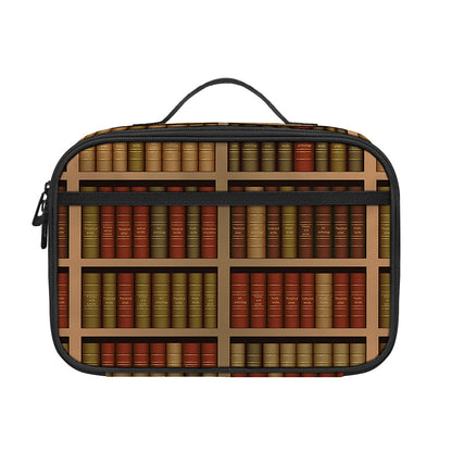 Vintage Bookshelf Pattern Print Portable Lunch Bag