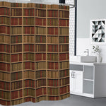 Vintage Bookshelf Pattern Print Premium Shower Curtain
