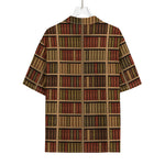 Vintage Bookshelf Pattern Print Rayon Hawaiian Shirt
