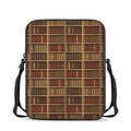 Vintage Bookshelf Pattern Print Rectangular Crossbody Bag