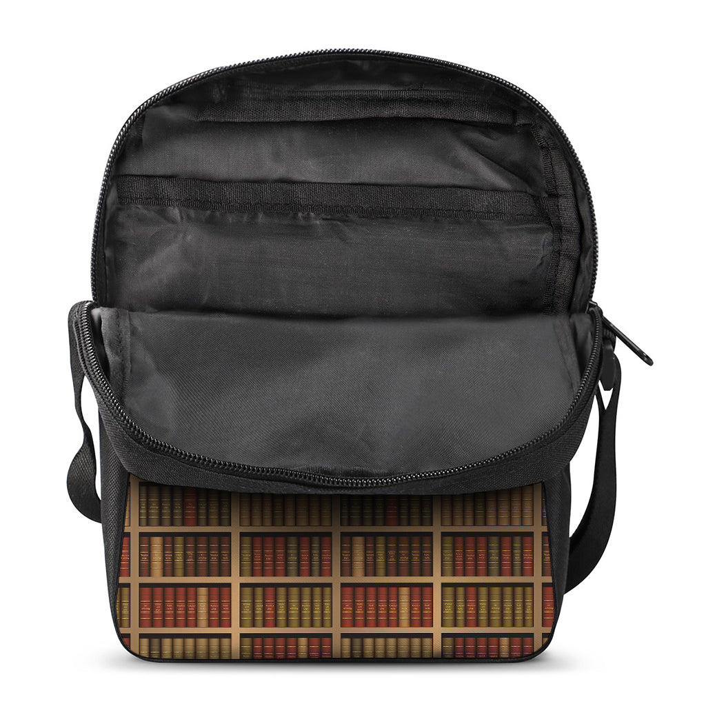 Vintage Bookshelf Pattern Print Rectangular Crossbody Bag