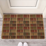 Vintage Bookshelf Pattern Print Rubber Doormat