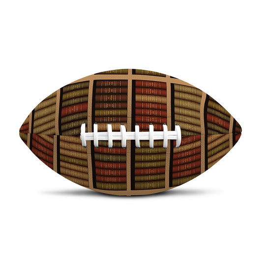 Vintage Bookshelf Pattern Print Rugby Ball