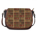 Vintage Bookshelf Pattern Print Saddle Bag