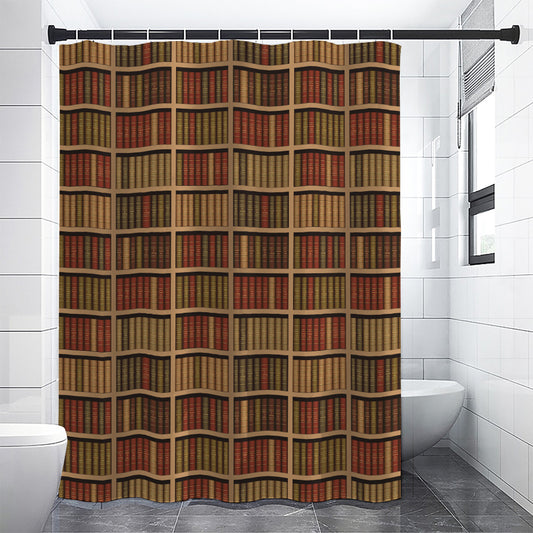 Vintage Bookshelf Pattern Print Shower Curtain