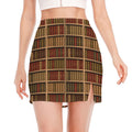Vintage Bookshelf Pattern Print Side Slit Mini Skirt