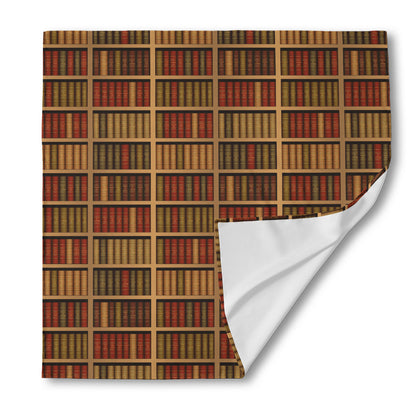 Vintage Bookshelf Pattern Print Silk Bandana