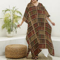 Vintage Bookshelf Pattern Print Silk V-Neck Kaftan Dress