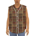 Vintage Bookshelf Pattern Print Sleeveless Baseball Jersey