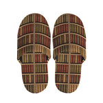 Vintage Bookshelf Pattern Print Slippers