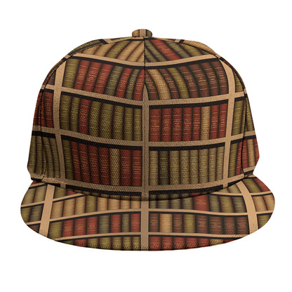 Vintage Bookshelf Pattern Print Snapback Cap