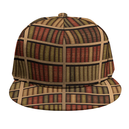 Vintage Bookshelf Pattern Print Snapback Cap