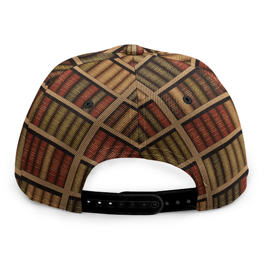 Vintage Bookshelf Pattern Print Snapback Cap