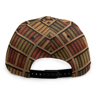 Vintage Bookshelf Pattern Print Snapback Cap