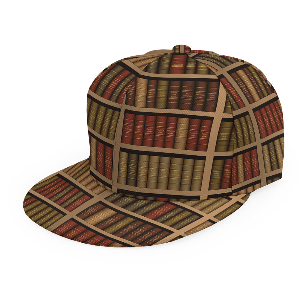 Vintage Bookshelf Pattern Print Snapback Cap