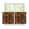 Vintage Bookshelf Pattern Print Tier Curtains