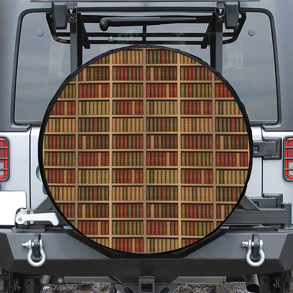 Vintage Bookshelf Pattern Print Tire Cover