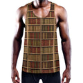Vintage Bookshelf Pattern Print Men's Workout Tank Top