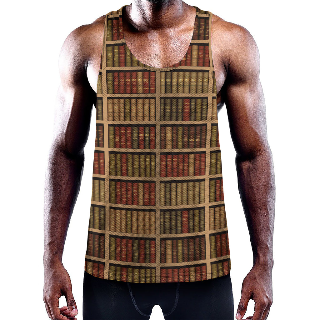 Vintage Bookshelf Pattern Print Training Tank Top