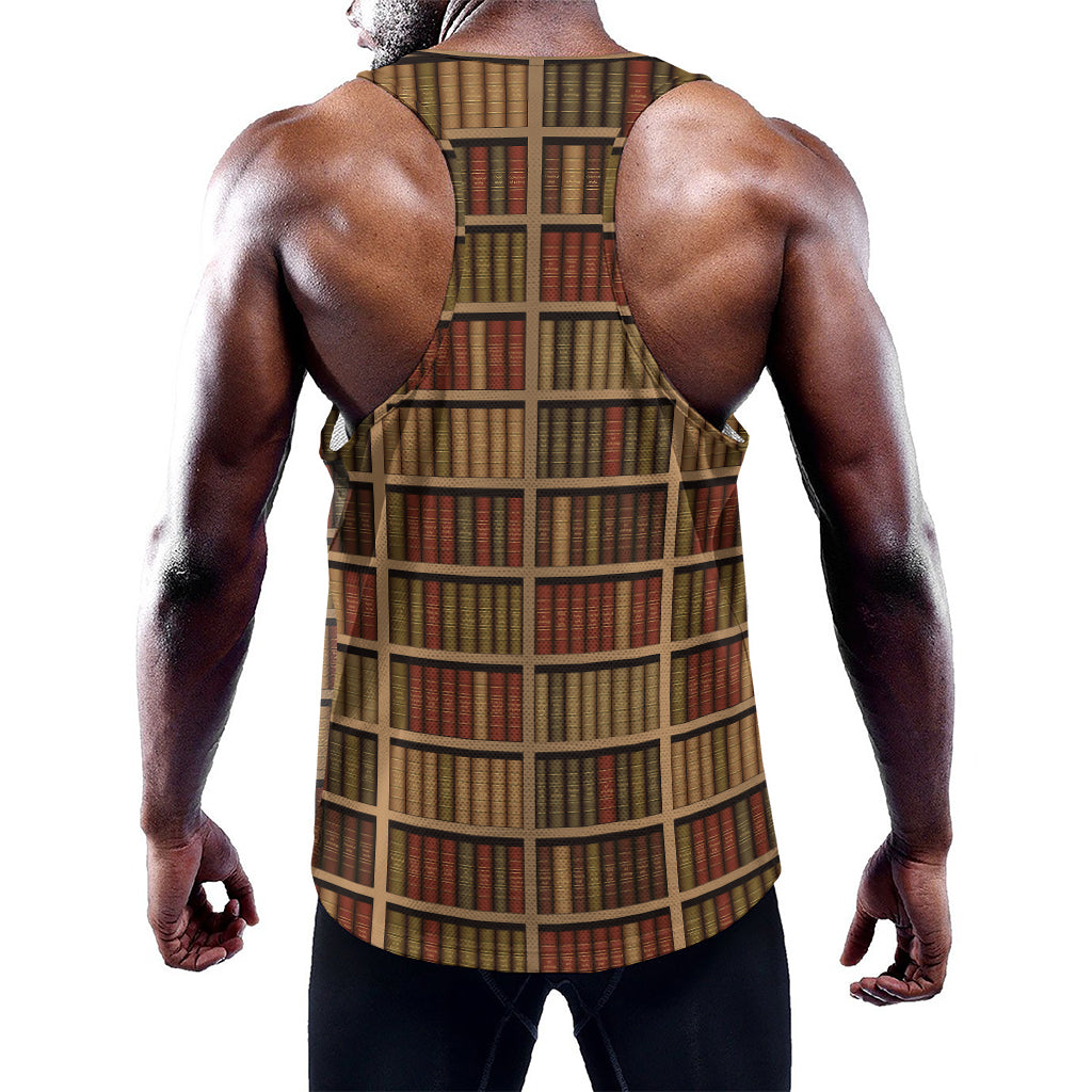 Vintage Bookshelf Pattern Print Training Tank Top