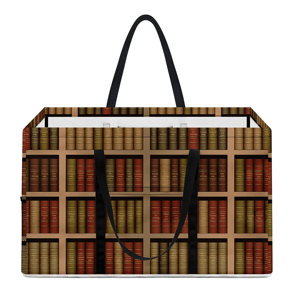 Vintage Bookshelf Pattern Print Utility Tote Bag