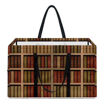 Vintage Bookshelf Pattern Print Utility Tote Bag