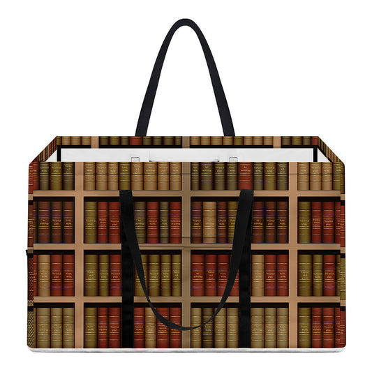Vintage Bookshelf Pattern Print Utility Tote Bag