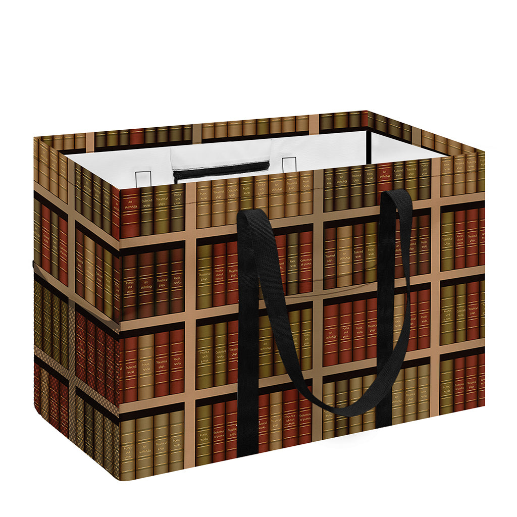 Vintage Bookshelf Pattern Print Utility Tote Bag