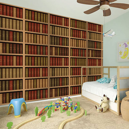 Vintage Bookshelf Pattern Print Wall Sticker