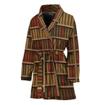 Vintage Bookshelf Pattern Print Women's Bathrobe
