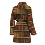 Vintage Bookshelf Pattern Print Women's Bathrobe