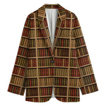 Vintage Bookshelf Pattern Print Women's Blazer