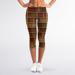 Vintage Bookshelf Pattern Print Women's Capri Leggings