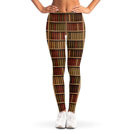 Vintage Bookshelf Pattern Print Women's Leggings