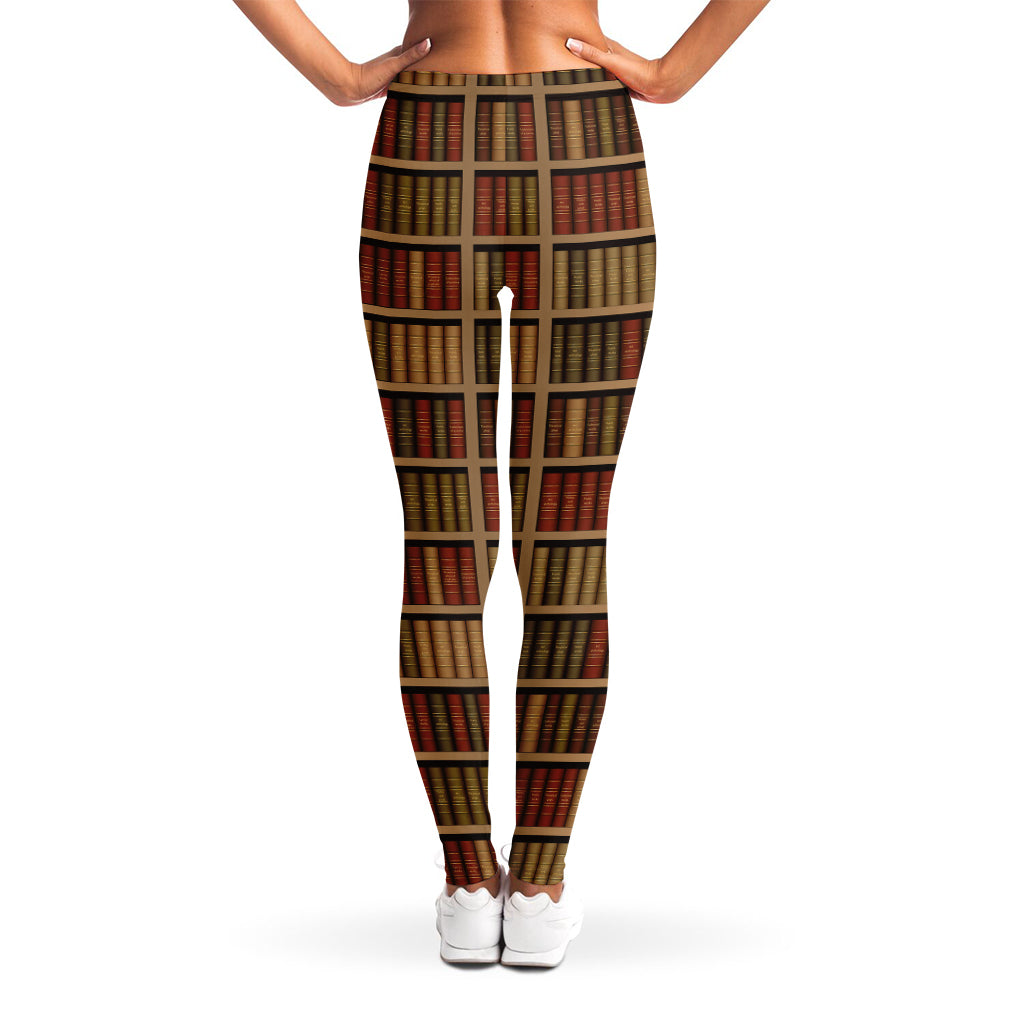Vintage Bookshelf Pattern Print Women's Leggings