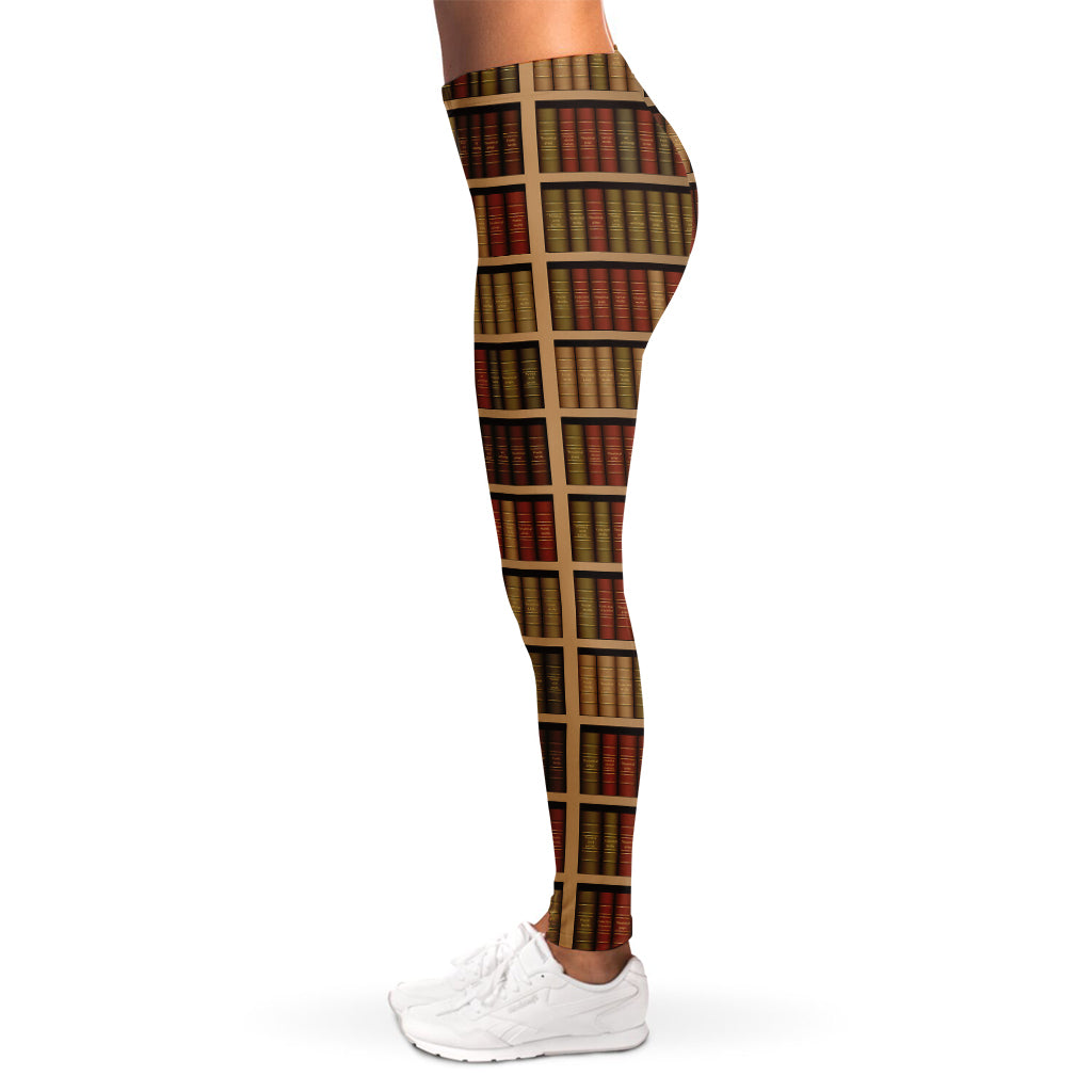 Vintage Bookshelf Pattern Print Women's Leggings