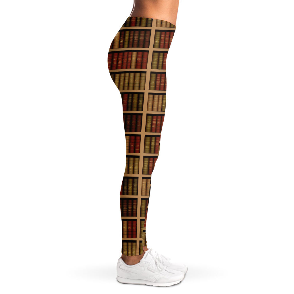 Vintage Bookshelf Pattern Print Women's Leggings