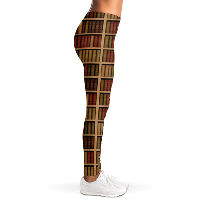 Vintage Bookshelf Pattern Print Women's Leggings