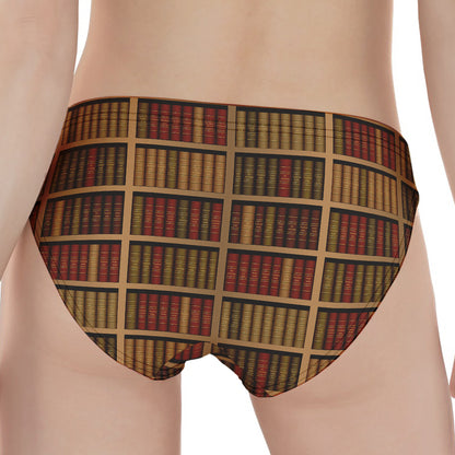 Vintage Bookshelf Pattern Print Women's Panties