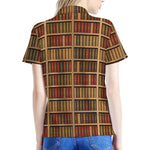 Vintage Bookshelf Pattern Print Women's Polo Shirt