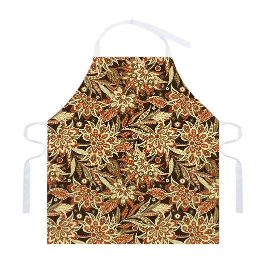 Vintage Brown Bohemian Floral Print Adjustable Apron