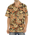 Vintage Brown Bohemian Floral Print Aloha Shirt