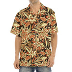 Vintage Brown Bohemian Floral Print Aloha Shirt